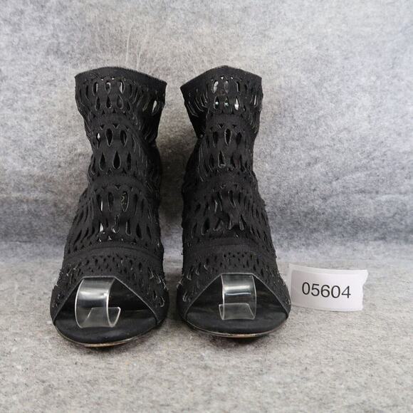 Aldo Shoes Womens 7 Pumps Stilettos Caged Laser Cut Fashion Zip Black Open Toe - Picture 2 of 13